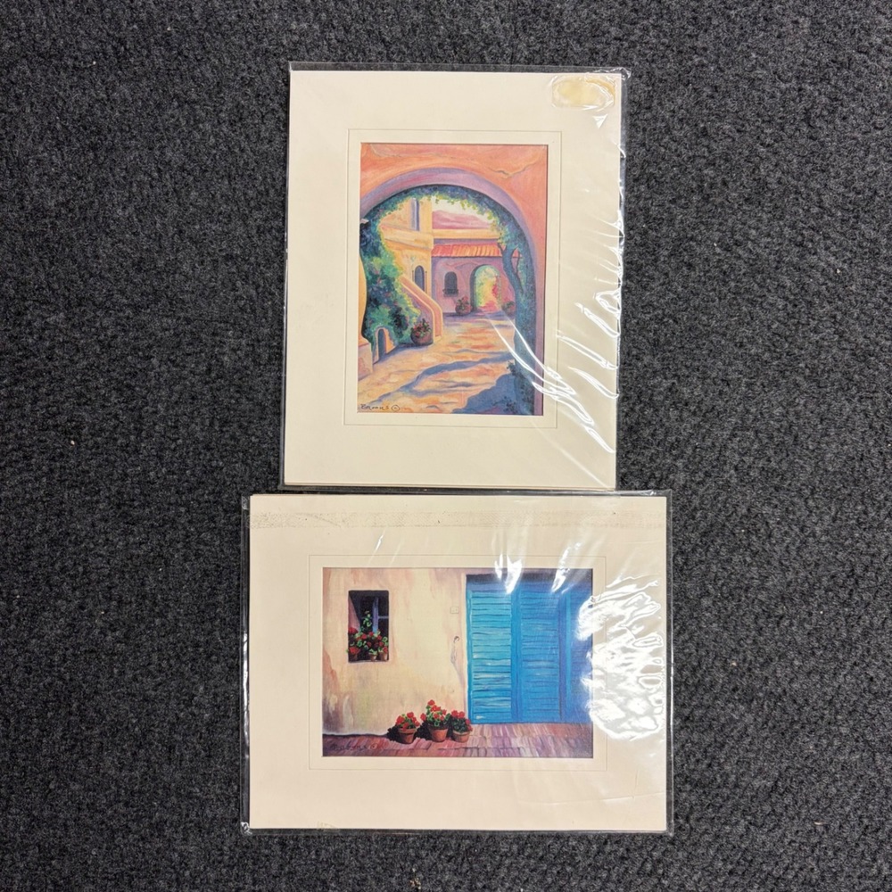 V Brooks Art Prints Set of 2 Courtyard Shadows Number 23 Canyon Road Matted 8x10